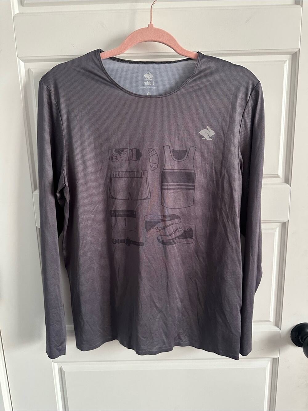 Rabbit Tempo Running Small Performance Long Sleeve Graphic Active Shirt